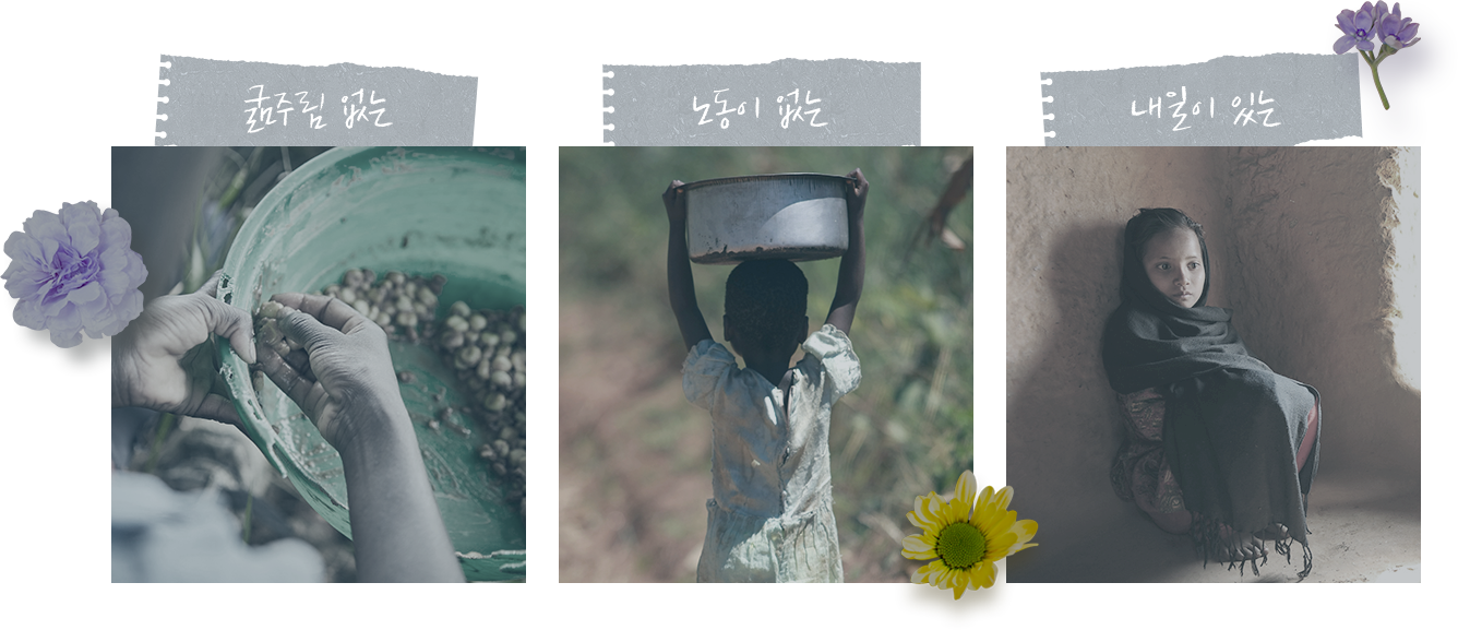 굶주림 없는, 노동이 없는, 내일이 있는