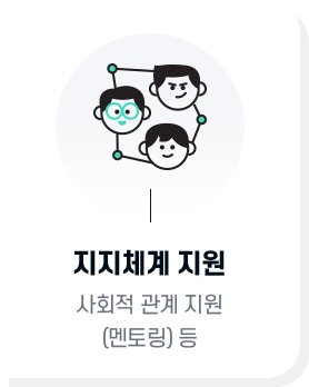지지체계 지원 : 사회적 관계 지원(멘토링) 등