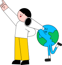 아동과 지구가 함께 바라보는 이미지